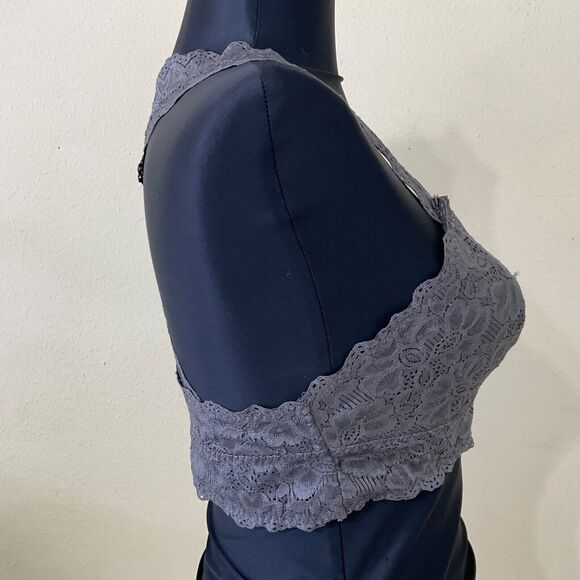 Felina Bra Women's  M Bralette Wireless Unlined Racerback stretchy  Lace Gray - Picture 2 of 10